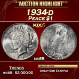 1934-d Peace Dollar $1 ms65 SEGS