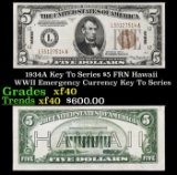 1934A $5 FRN Hawaii WWII Emergency Currency Key To Series Key To Series Grades xf