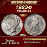 1923-d Peace Dollar $1 ms65 SEGS