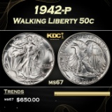 1942-p Walking Liberty Half Dollar 50c ms67 SEGS