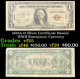 1935A $1 Silver Certificate Hawaii WWII Emergency Currency Grades vf+