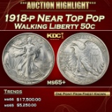 1918-p Walking Liberty Half Dollar Near Top Pop 50c ms65+ SEGS