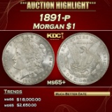 1891-p Morgan Dollar $1 ms65+ SEGS