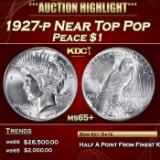 1927-p Peace Dollar Near Top Pop $1 ms65+ SEGS