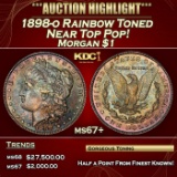 1898-o Morgan Dollar Rainbow Toned Near Top Pop! $1 ms67+ SEGS