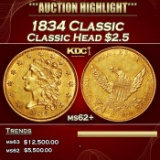 1834 Classic Classic Head Quarter Eagle Gold $2 1/2 ms62+ USCG