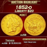 1852-o Gold Liberty Double Eagle $20 au58 SEGS