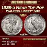 1939-d Walking Liberty Half Dollar Near Top Pop 50c ms67+ SEGS