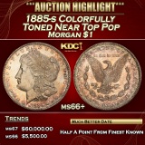 1885-s Morgan Dollar Colorfully Toned Near Top Pop $1 ms66+ SEGS