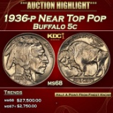 1936-p Buffalo Nickel Near Top Pop 5c ms68 SEGS