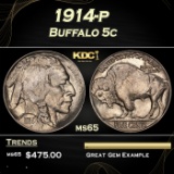 1914-p Buffalo Nickel 5c Grades ms65