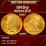 1910-d Gold Indian Eagle $10 ms65+ SEGS