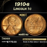 1910-s Lincoln Cent 1c Grades ms65 rd