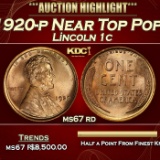 1920-p Lincoln Cent Near Top Pop! 1c ms67 rd SEGS