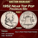 1952 Proof Franklin Half Dollar Near Top Pop 50c pr68+ SEGS