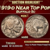 1919-d Buffalo Nickel Near Top Pop! 5c ms66 SEGS