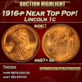 1916-p Lincoln Cent Near Top Pop! 1c ms67+ rd SEGS