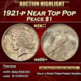 1921-p Peace Dollar Near Top Pop $1 ms66+ SEGS