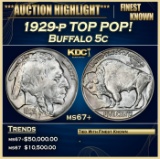 1929-p Buffalo Nickel TOP POP! 5c ms67+ SEGS