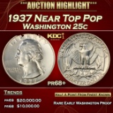 1937 Proof Washington Quarter Near Top Pop 25c pr68+ SEGS