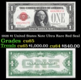 1928 $1 United States Note Ultra Rare Red Seal Grades Gem CU