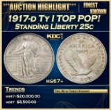 1917-d Ty I Standing Liberty Quarter TOP POP! 25c ms67+ SEGS