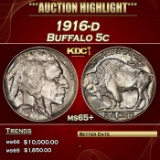1916-d Buffalo Nickel 5c ms65+ SEGS