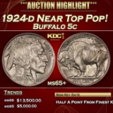 1924-d Buffalo Nickel Near Top Pop! 5c ms65+ SEGS