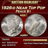 1926-d Peace Dollar Near Top Pop $1 ms66+ SEGS