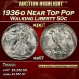 1936-d Walking Liberty Half Dollar Near Top Pop 50c ms67 SEGS