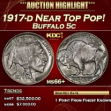 1917-d Buffalo Nickel Near Top Pop! 5c ms66+ SEGS