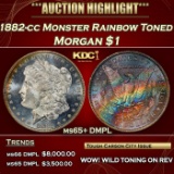 1882-cc Morgan Dollar Monster Rainbow Toned $1 ms65+ DMPL SEGS