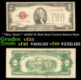 **Star Note** 1928D $2 Red Seal United States Note Grades vf+