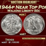 1944-p Walking Liberty Half Dollar Near Top Pop 50c ms67 SEGS