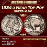 1934-d Buffalo Nickel Near Top Pop 5c ms66 SEGS