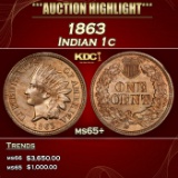 1863 Indian Cent 1c ms65+ SEGS