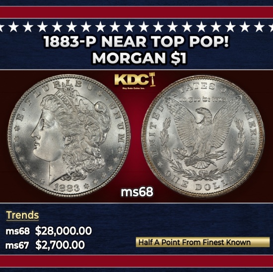 1883-p Morgan Dollar Near Top Pop! $1 ms68 SEGS
