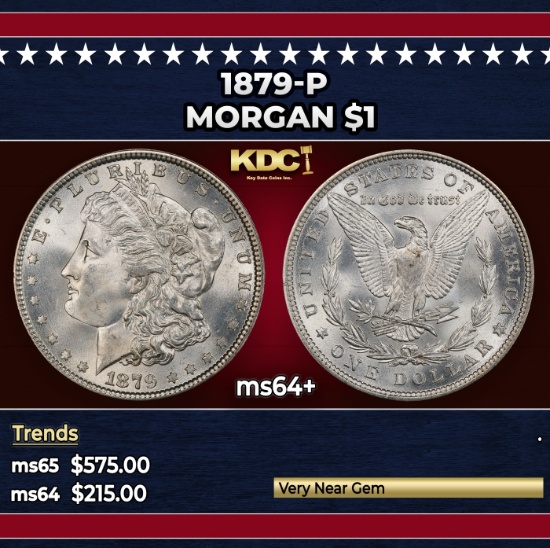1879-p Morgan Dollar $1 Grades ms64+