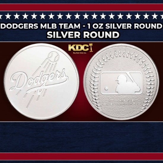 Dodgers MLB Team - 1 oz Silver Round Round