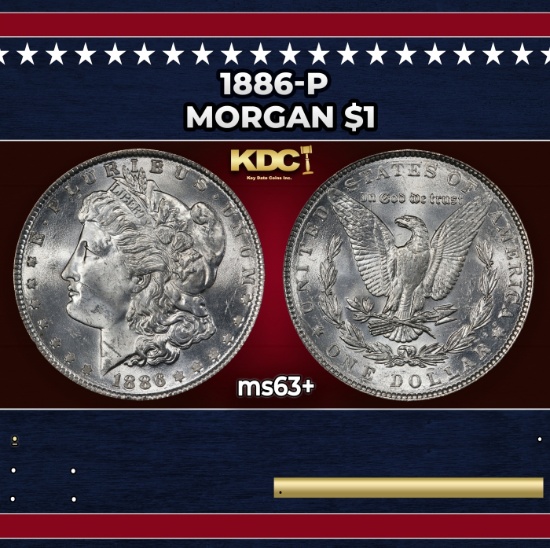 1886-p Morgan Dollar $1 Grades ms63+