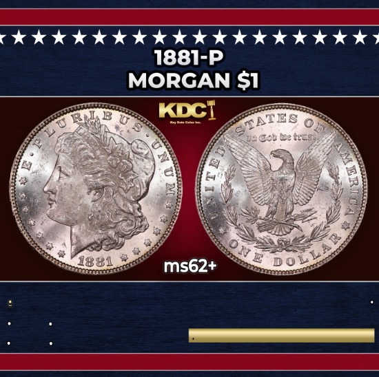 1881-p Morgan Dollar $1 Grades ms62+