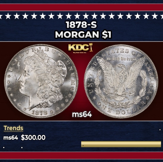 1878-s Morgan Dollar $1 Grades ms64