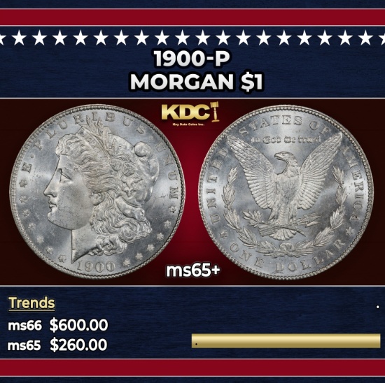 1900-p Morgan Dollar $1 Grades ms65+