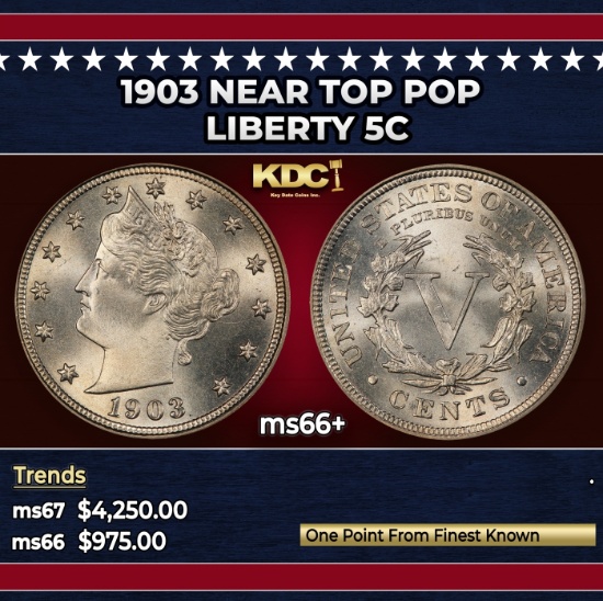 1903 Liberty Nickel Near Top Pop 5c ms66+ SEGS