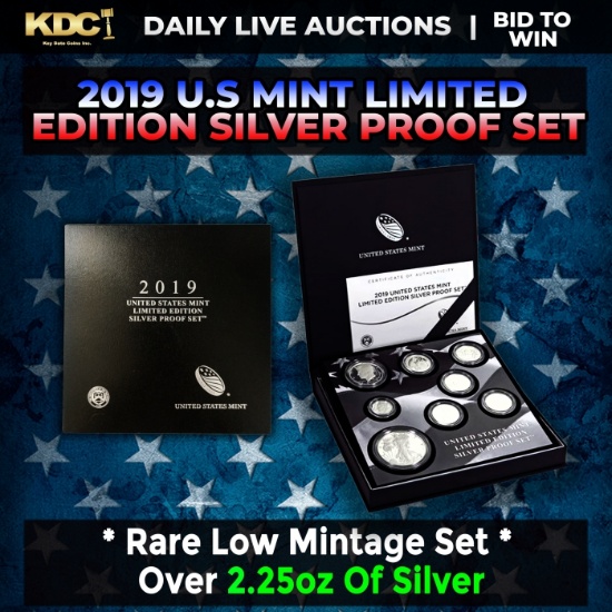RARE 2019 United States Mint Limited Edition Silver Proof Set 8 coins, Over 2.25oz Of Silver low min