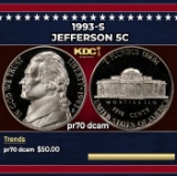 1993-s Proof Jefferson Nickel 5c pr70 dcam SEGS