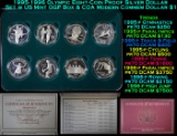 1995-1996 Olympic Eight-Coin Proof Silver Dollar Set w US Mint OGP Box & COA Modern Commem Dollar $1