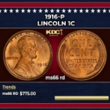 1916-p Lincoln Cent 1c Grades ms66 rd