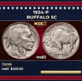 1924-p Buffalo Nickel 5c Grades ms63