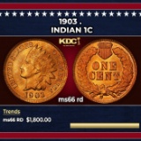 1903 Indian Cent . 1c ms66 rd SEGS